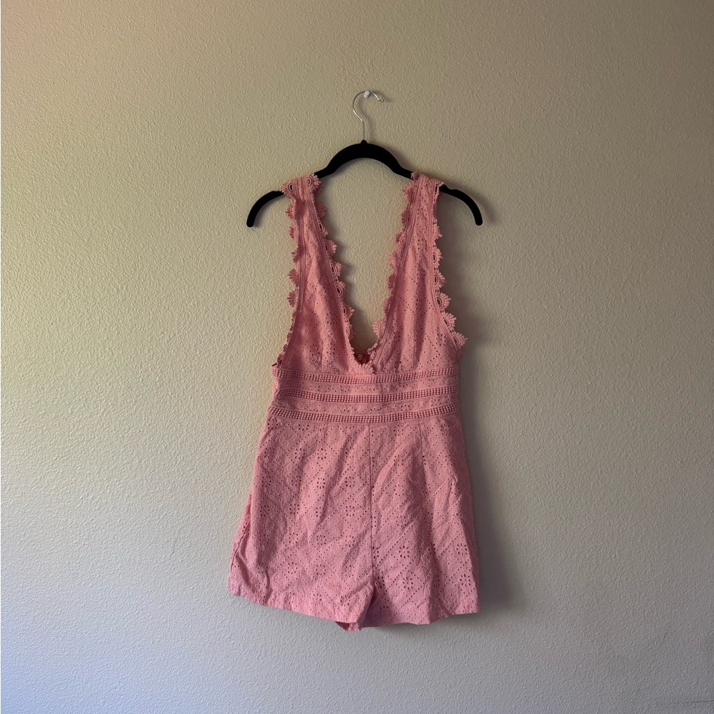 Pink Lace Sleeveless Romper